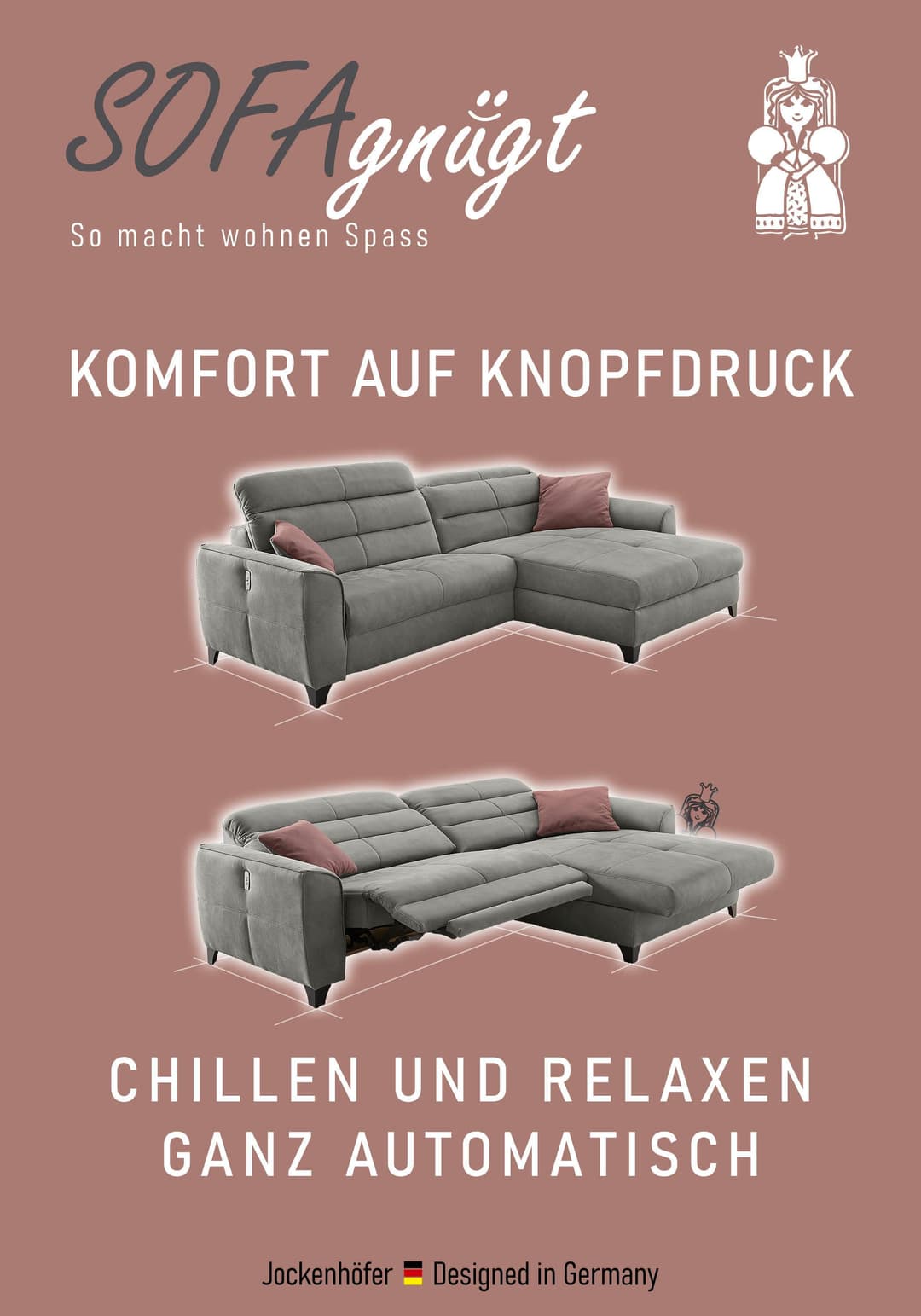 Jockenhöfer Gruppe Ecksofa Double One L-Form | Braun
