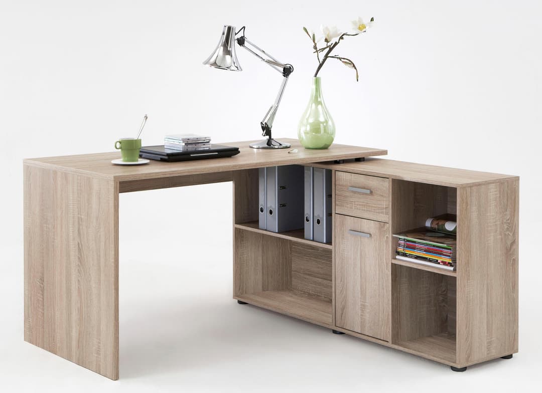 FMD Eckschreibtisch Lexo | Holztöne