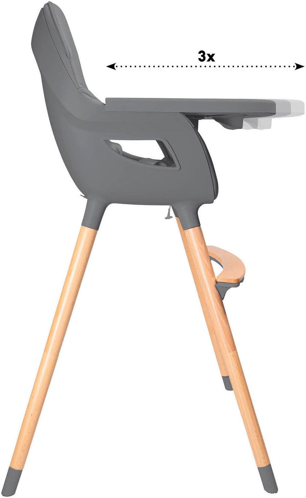 BabyGo Hochstuhl Scandi - wood | Grau