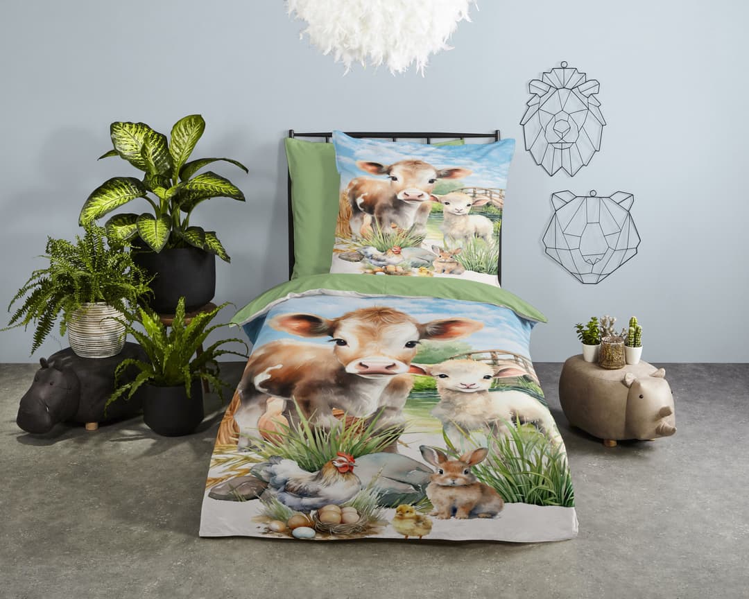 PURE luxury collection Kinderbettwäsche Farm animals | Mehrfarbig