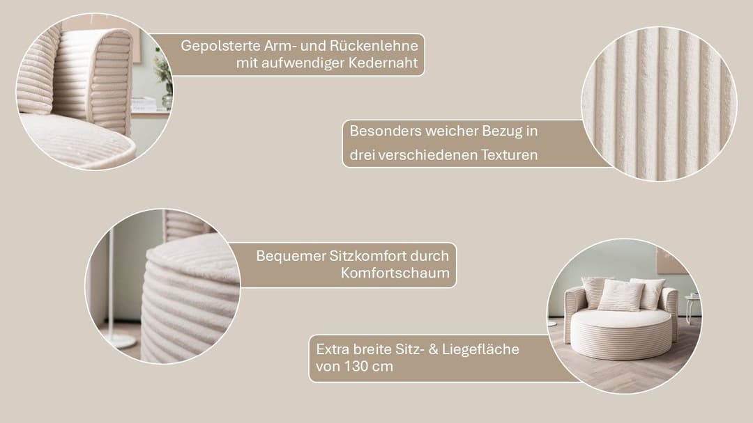 LeGer Home by Lena Gercke XXL-Sessel Isalie | Beige