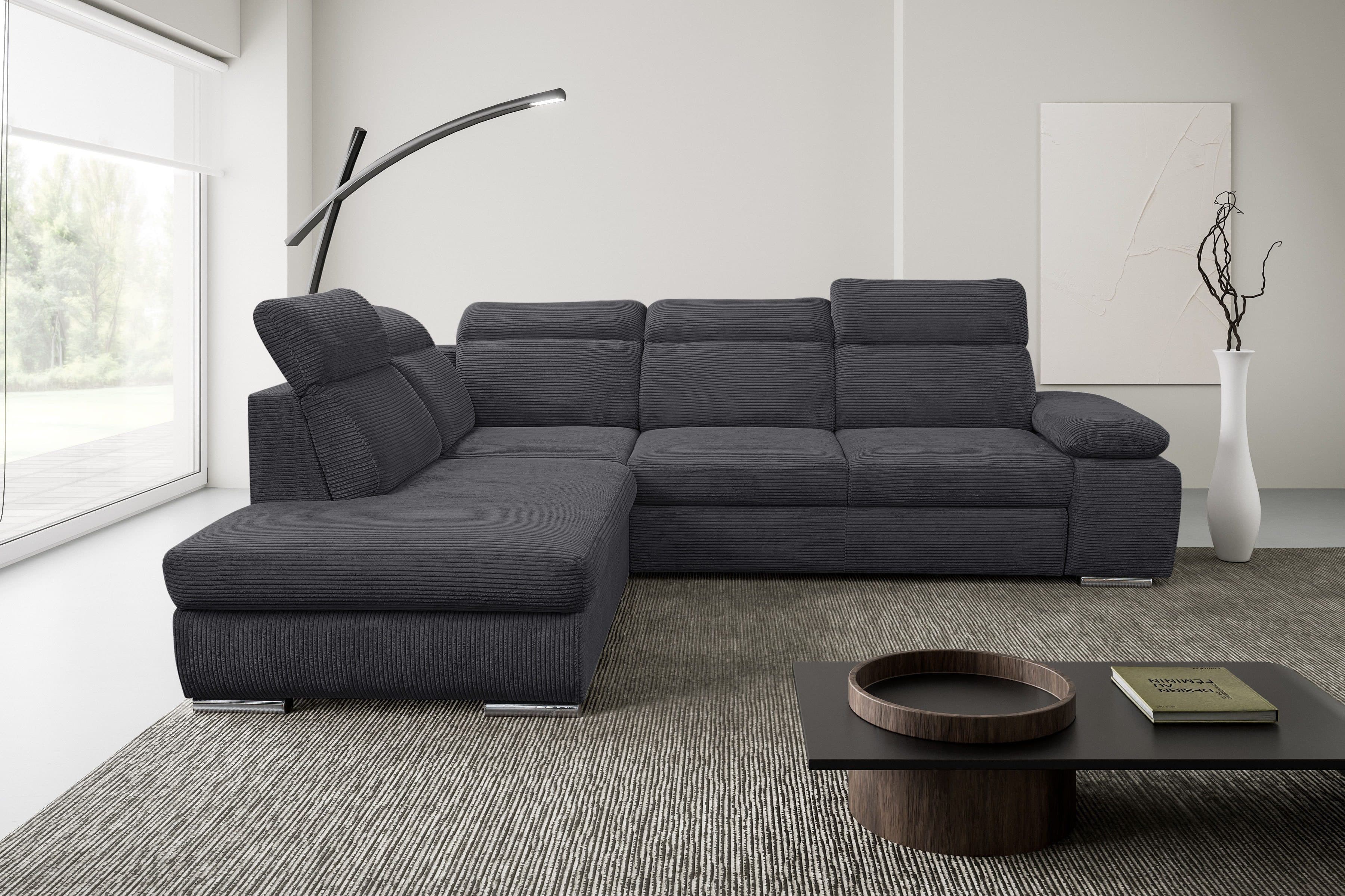 WERK2 Ecksofa Alicante Cord | Grau