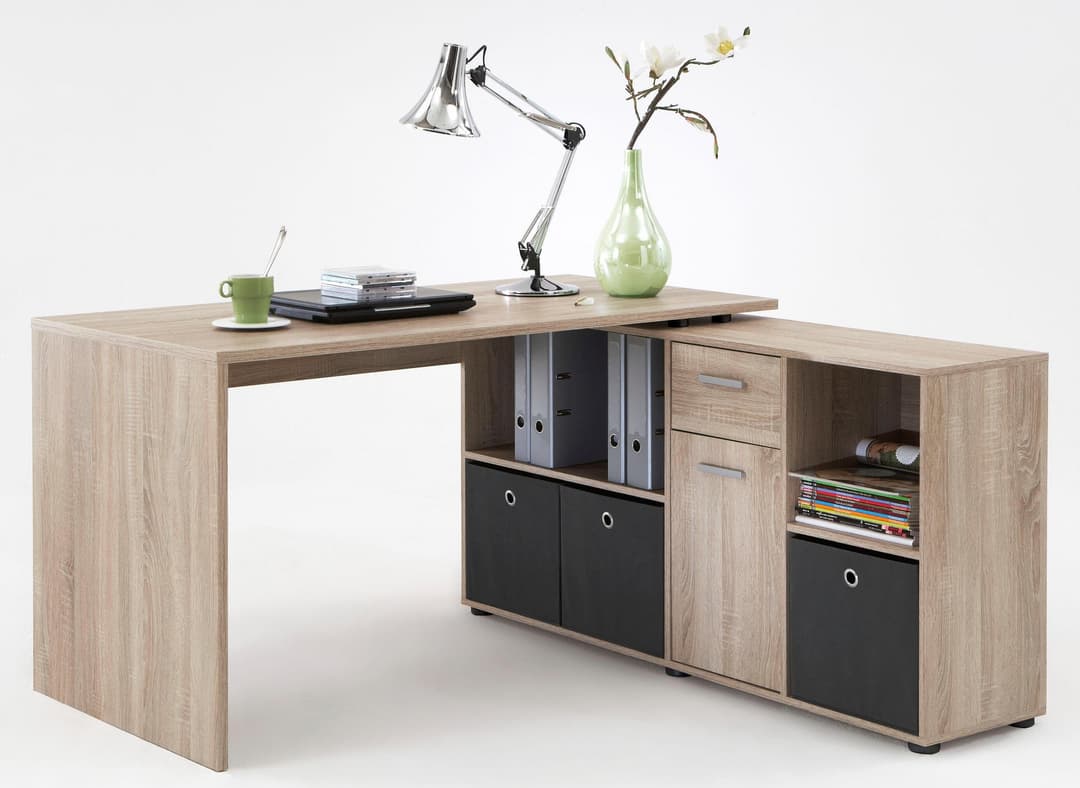 FMD Eckschreibtisch Lexo | Holztöne