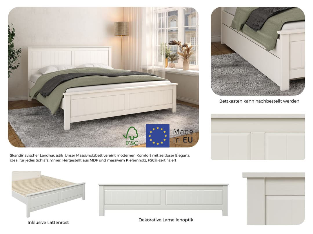OTTO home Massivholzbett Northwood | Weiß