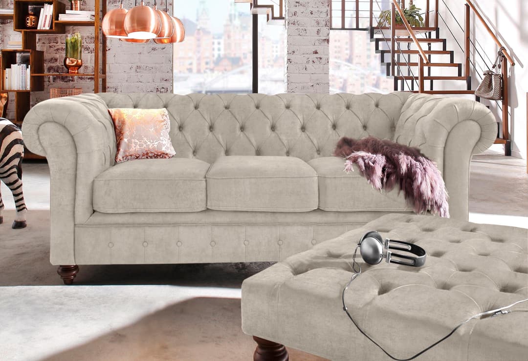 Home affaire Chesterfield-Sofa 3-Sitzer | Beige