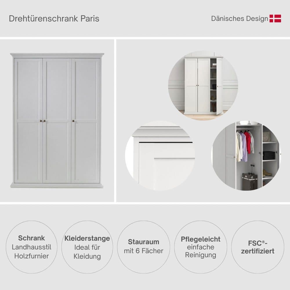 Home affaire Drehtürenschrank Paris | Weiß