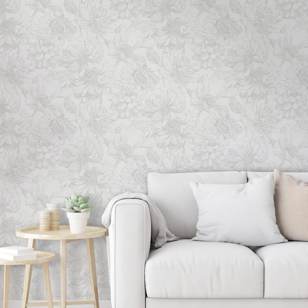 Art for the home Vliestapete Soft Blush Dahlia | Grau