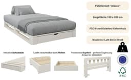OTTO home Palettenbett ALASCO mit Schublade | Weiß