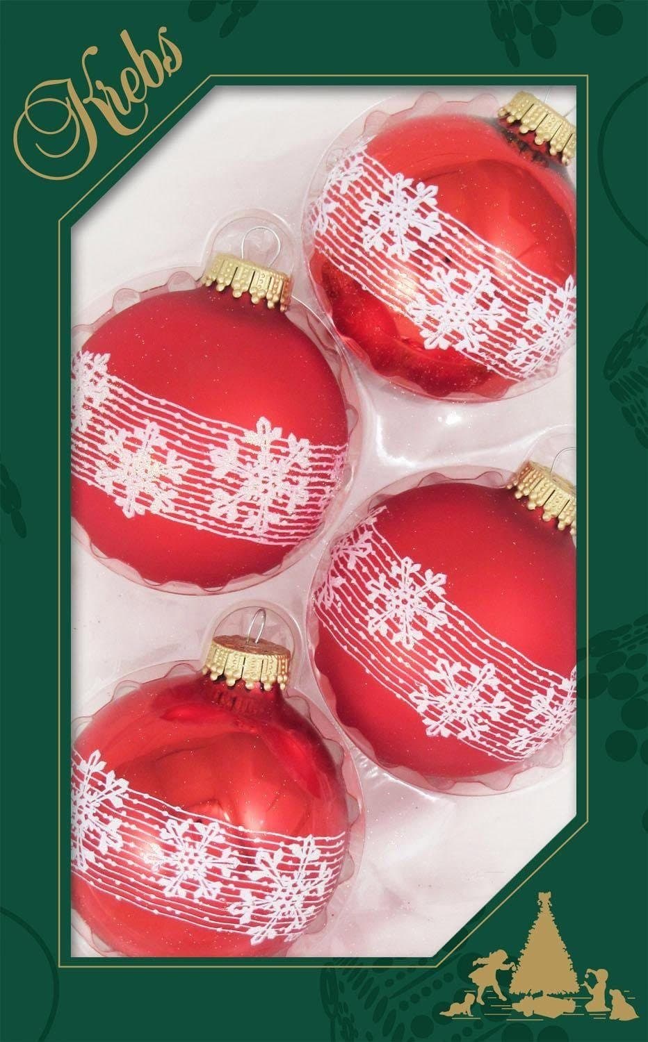 Krebs Glas Lauscha Weihnachtsbaumkugel Schneekristall | Rot