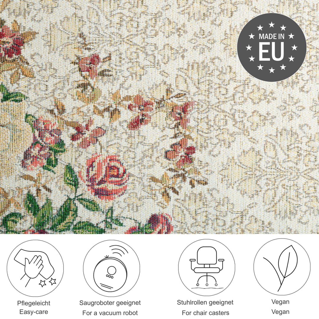 THEKO Teppich Flomi Floral | Beige