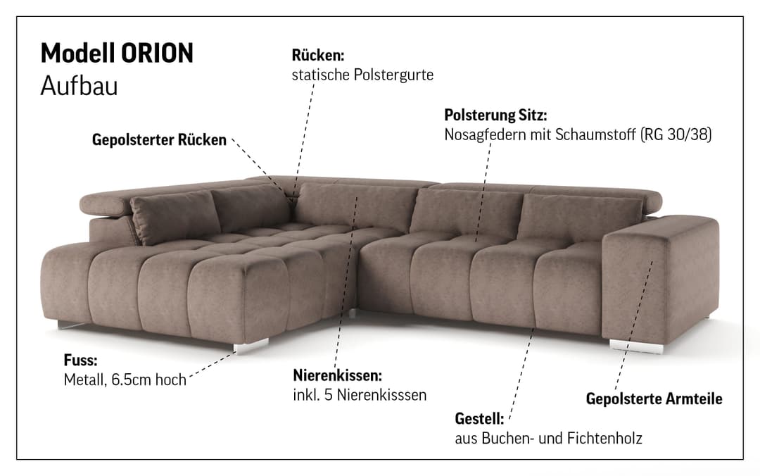 COTTA Ecksofa Orion L-Form | Beige