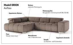 COTTA Ecksofa Orion L-Form | Beige