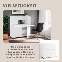 byLIVING Sekretär Montana | Weiß