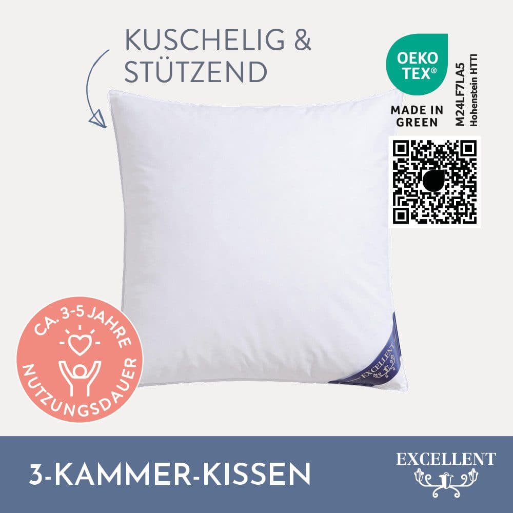 Excellent 3-Kammer-Kopfkissen Venedig | Weiß