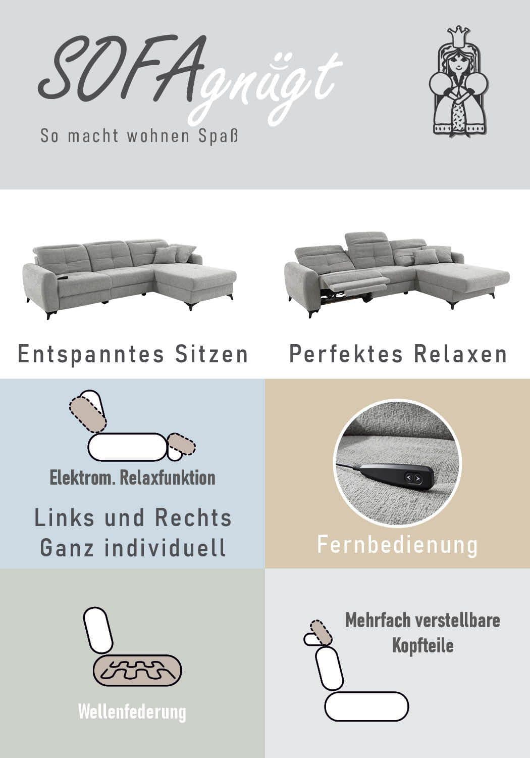 Jockenhöfer Gruppe Ecksofa Chillout L-Form | Grau