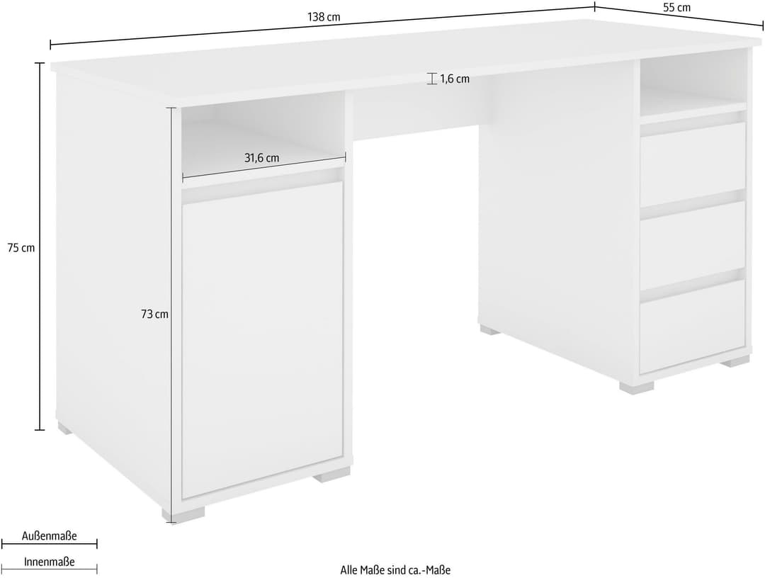 byLIVING Schreibtisch Lobo | Weiß