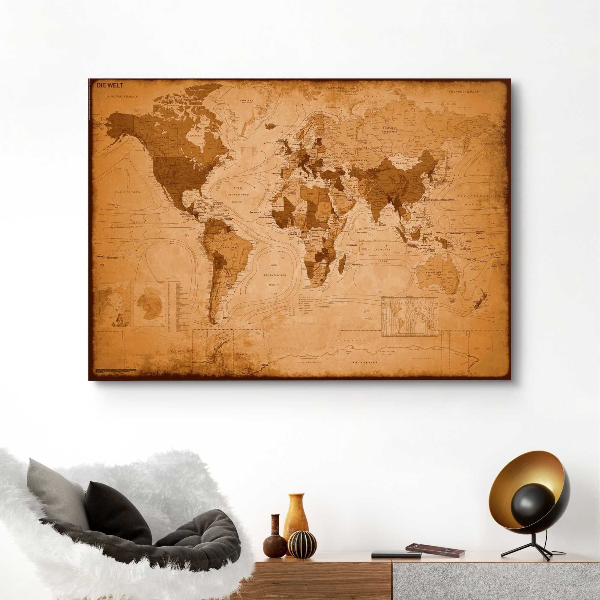 Reinders! Deco-Panel Weltkarte - antik | Braun