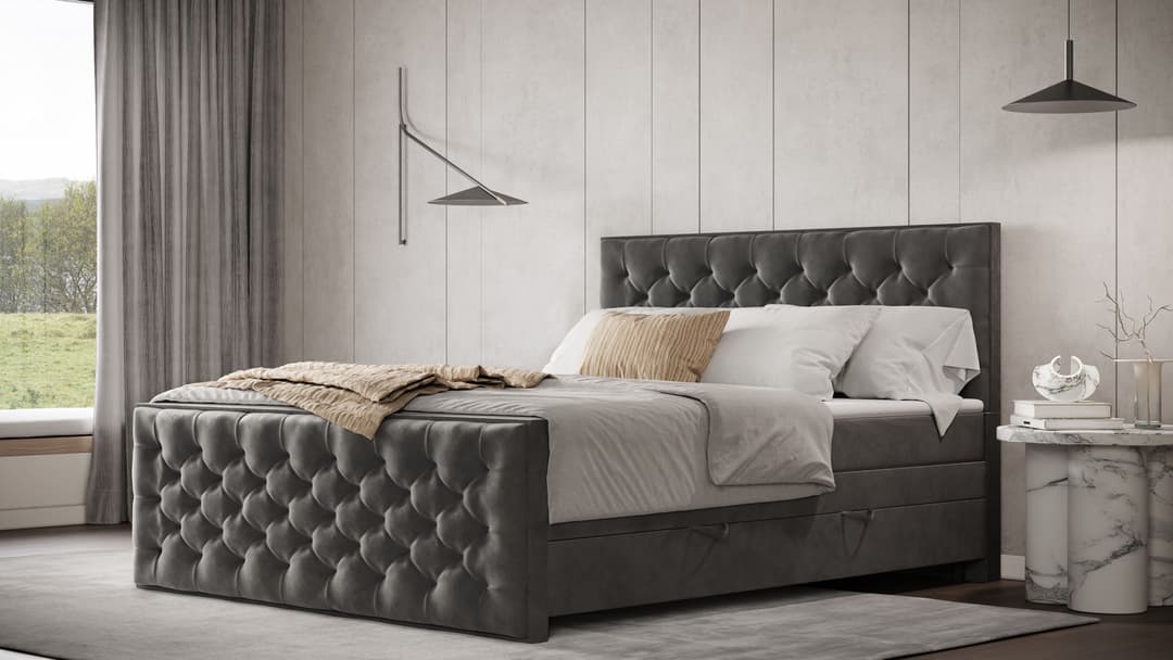 FORTE Boxspringbett Lanciano Max | Grau