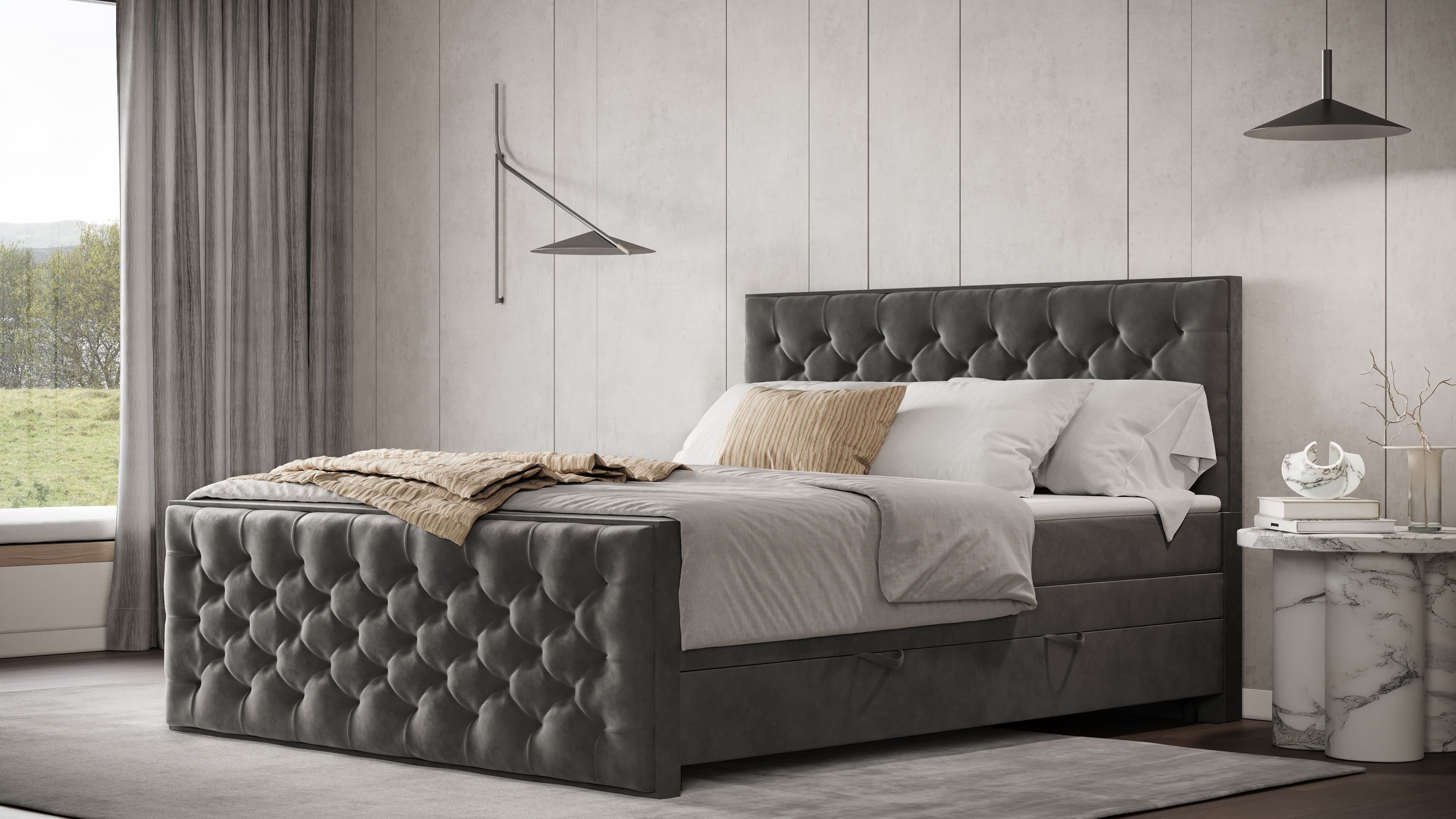 FORTE Boxspringbett Lanciano Max | Grau