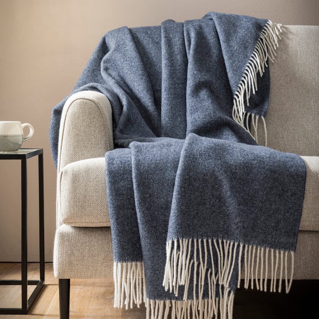 bugatti Plaid Merinowolle & Cashmere | Blau