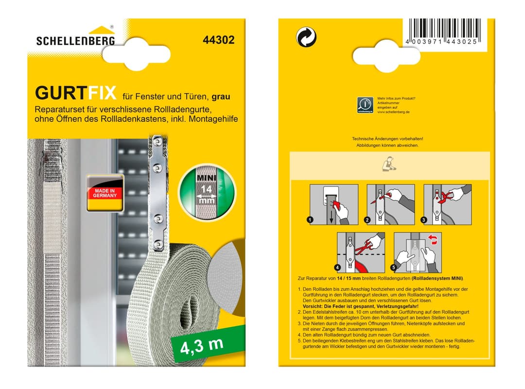 SCHELLENBERG Reparatur-Set Rollladen Gurtfix | Grau