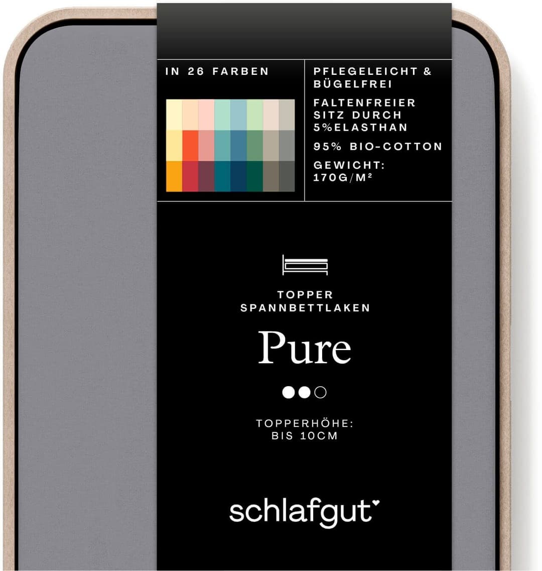 Schlafgut Spannbettlaken PURE TOPPER | Grau