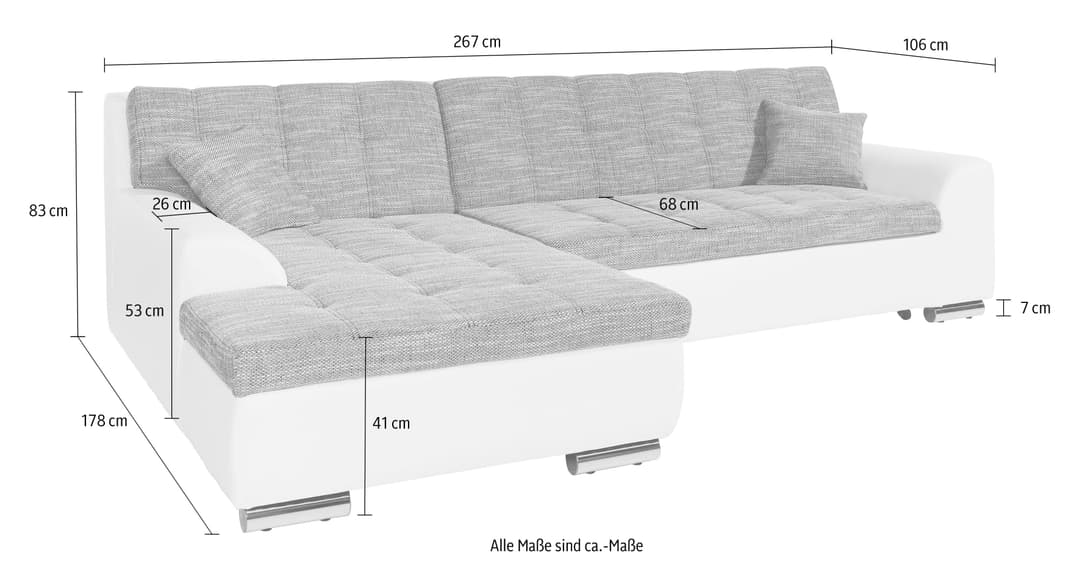 DOMO collection Ecksofa Treviso | Schwarz