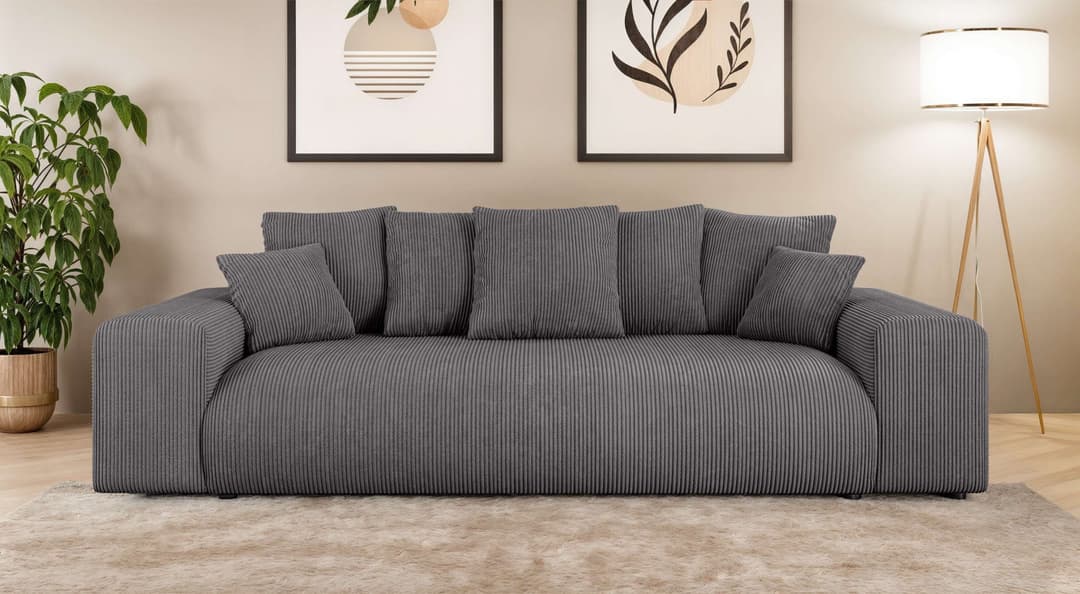 Home affaire Big-Sofa LAKESIDE 3-Sitzer Schlafsofa | Grau