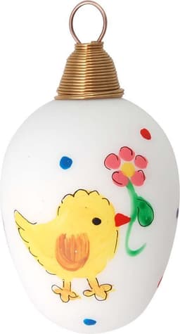 Krebs Glas Lauscha Osterei Küken mit Blume | Mehrfarbig