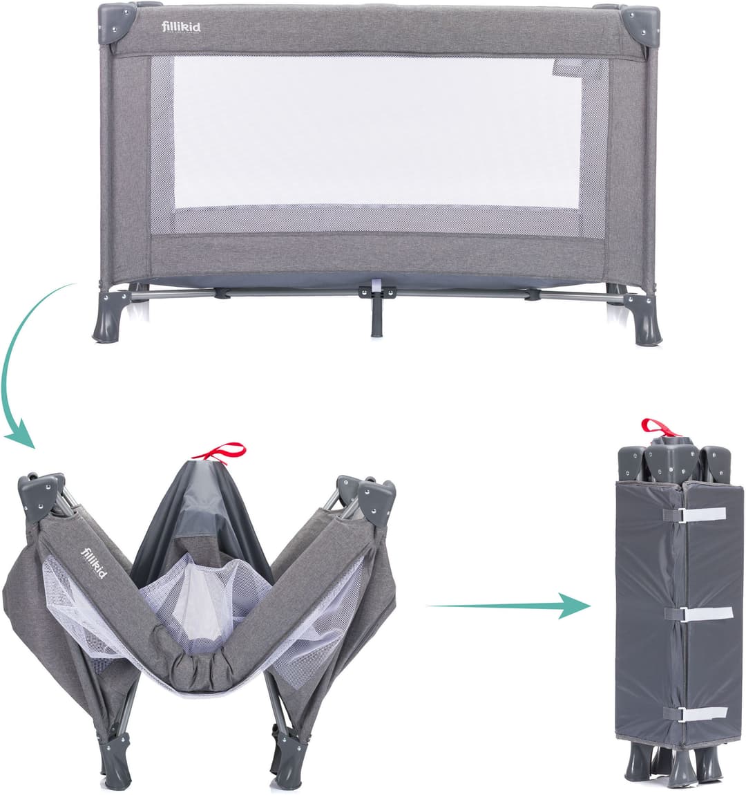 fillikid Baby-Reisebett Milano | Grau