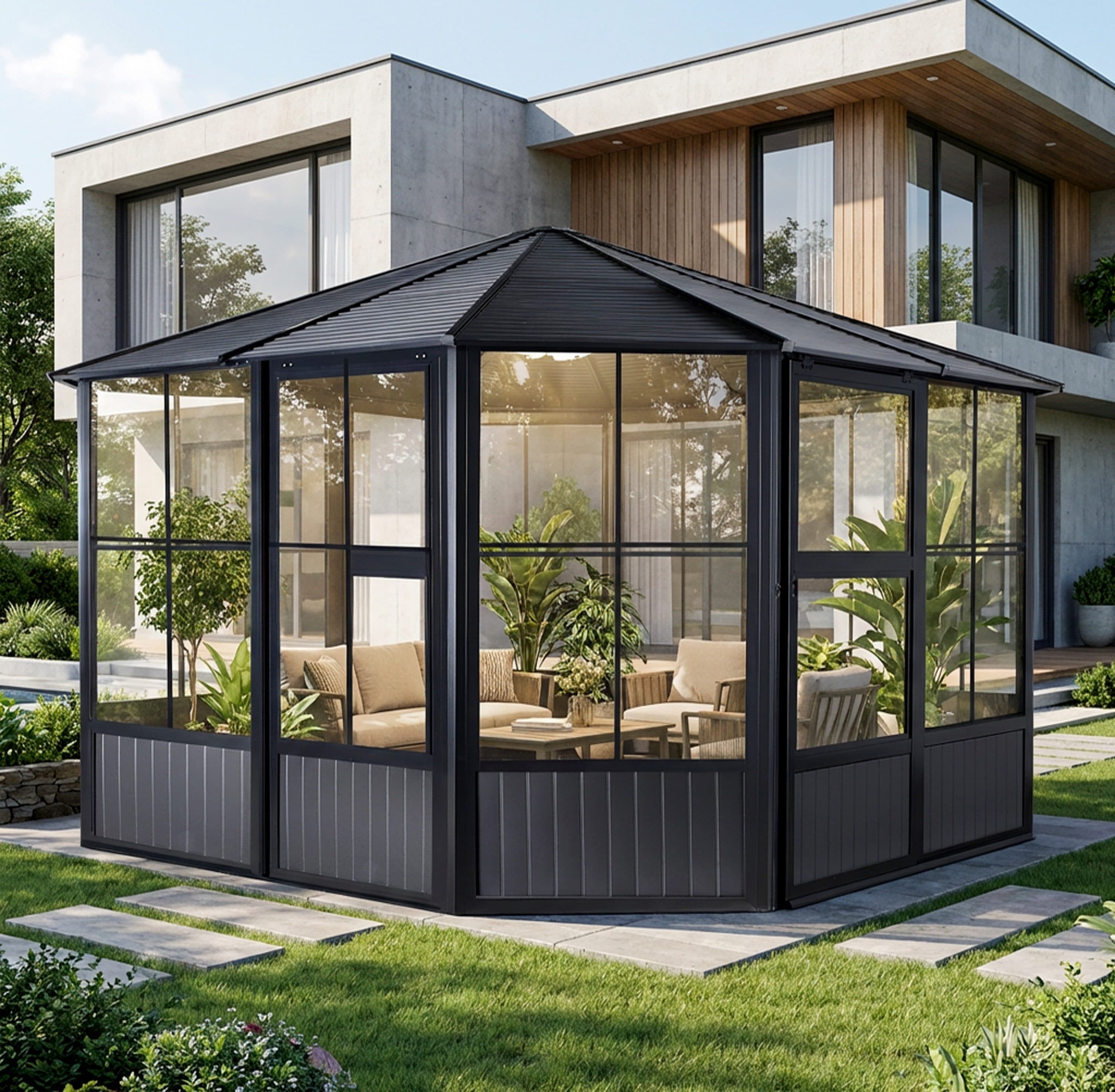 Sojag Pavillon Charleston 12x12 | Schwarz