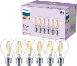 Philips LED-Leuchtmittel Classic 60W Non-Dim, E27, 6 St., Warmweiß