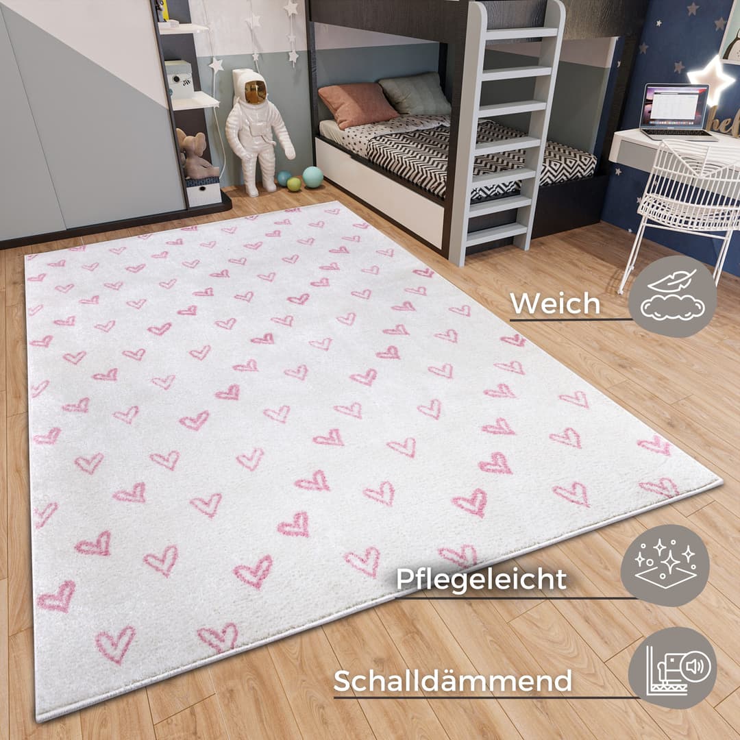 HANSE Home Kinderteppich Adventures Hearts | Mehrfarbig