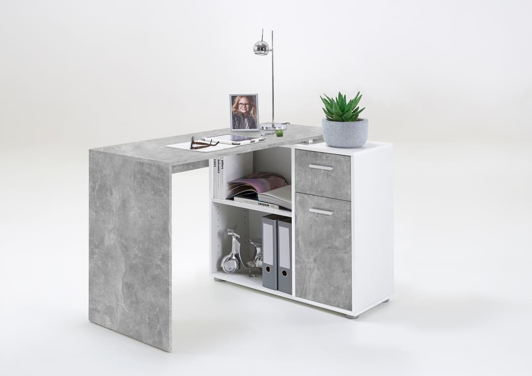 FMD Eckschreibtisch AUGSBURG | Grau