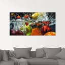 Artland Glasbild Spritzendes Obst auf dem Wasser | Mehrfarbig 2