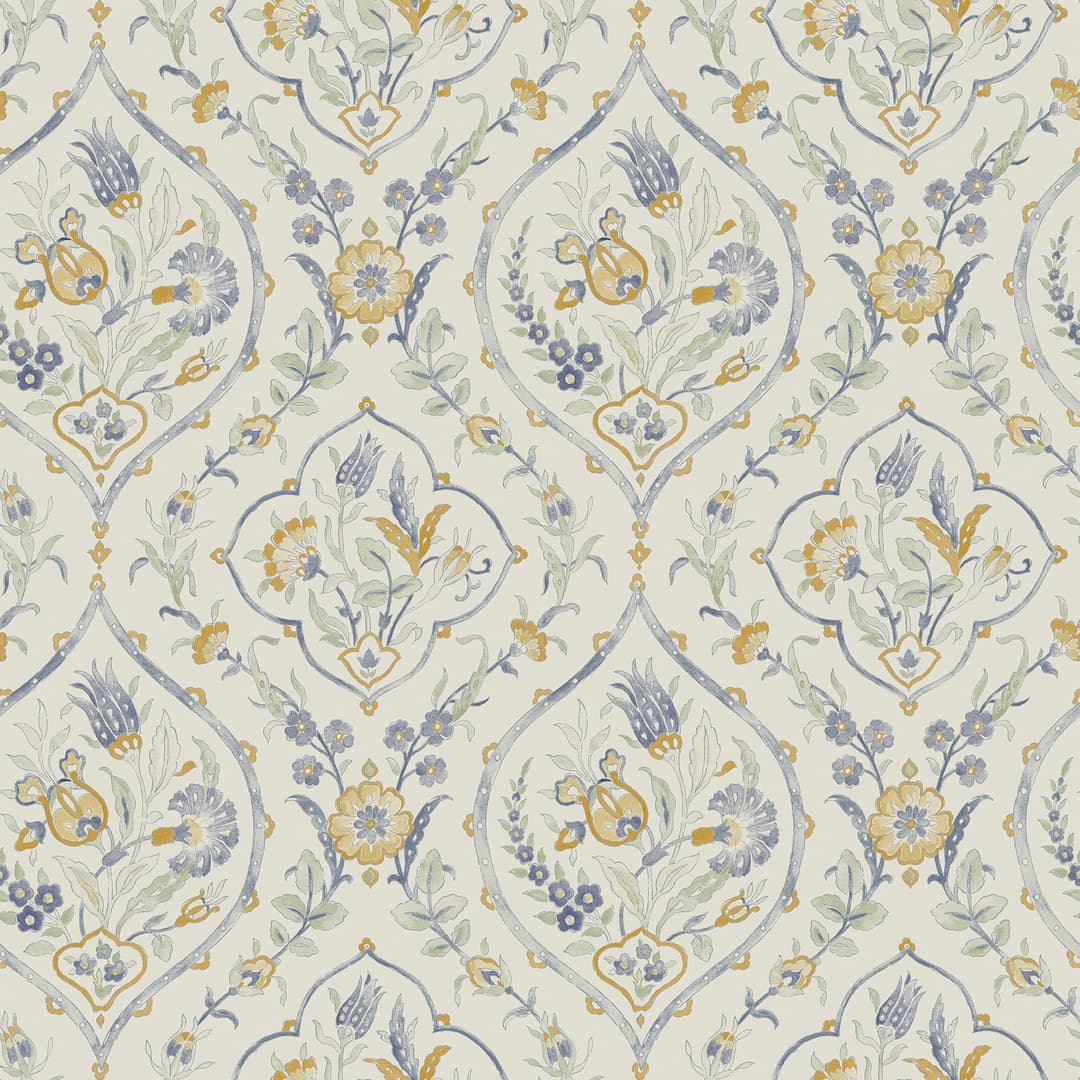 LAURA ASHLEY Foscot Damask Vliestapete | Gelb