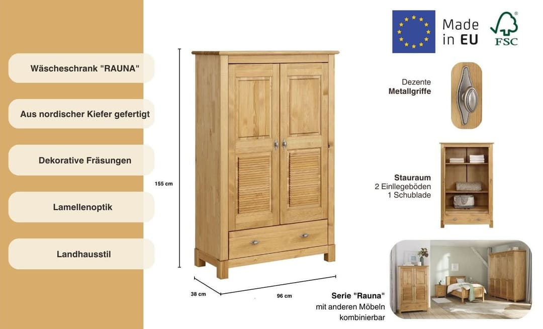 OTTO home Wäscheschrank Rauna | Holztöne