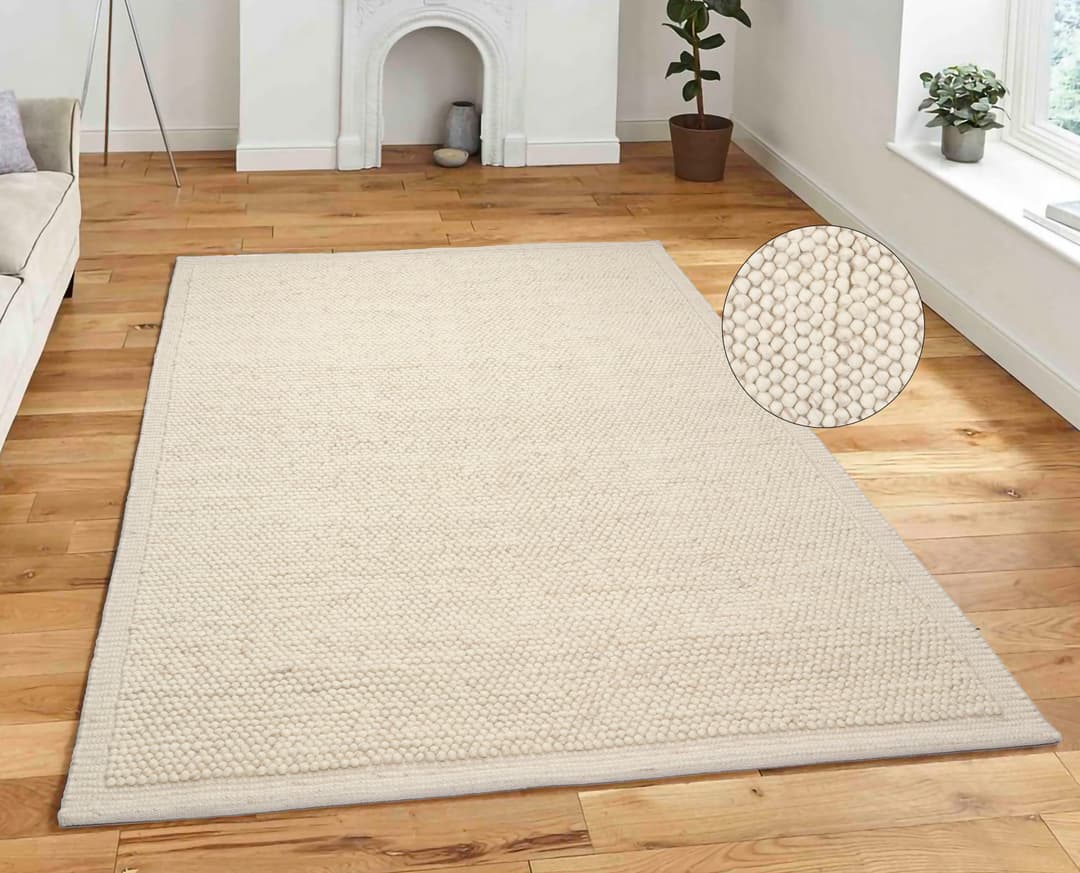 OTTO home Wollteppich Wolly Rahmen | Weiß