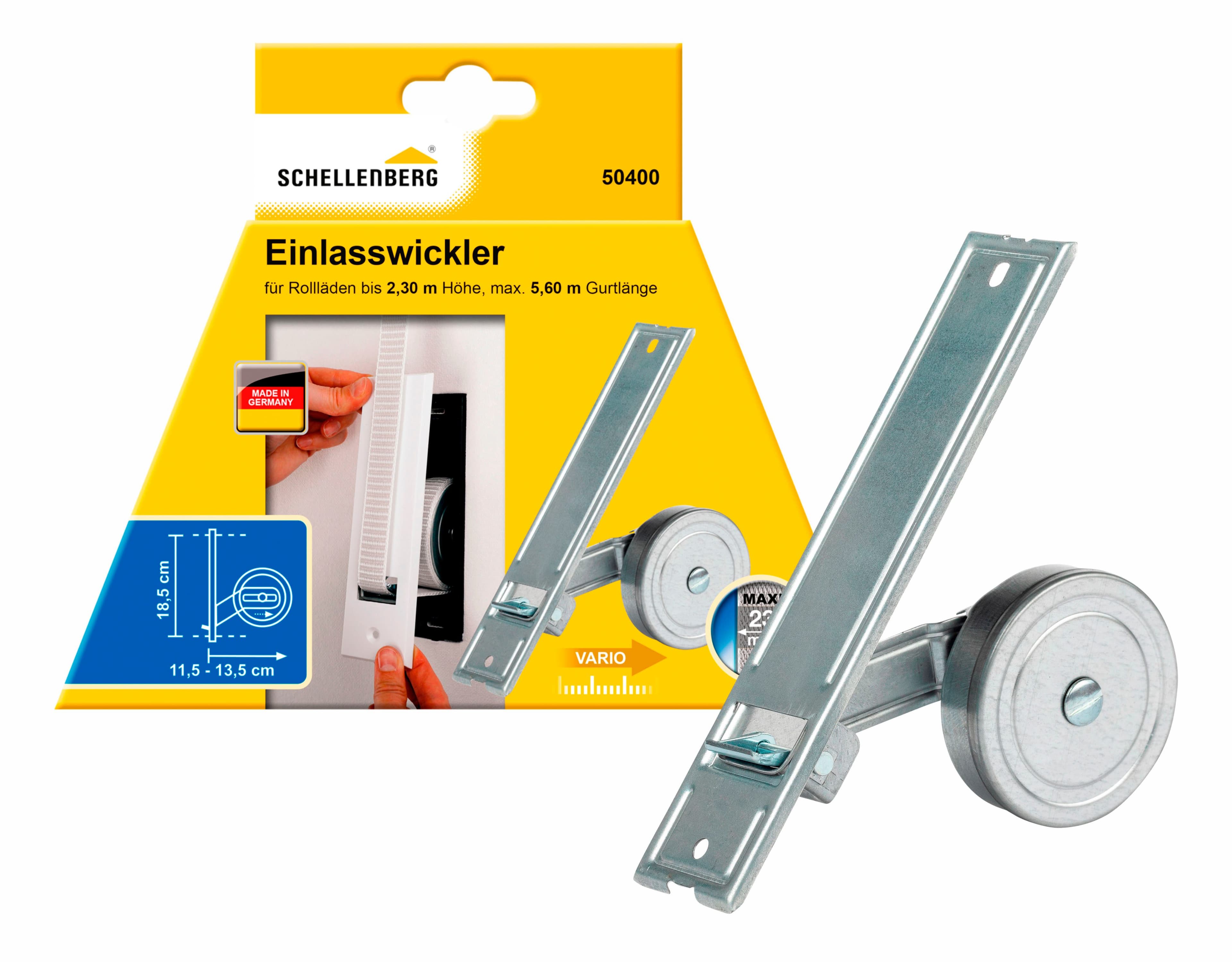 SCHELLENBERG Einlass-Gurtwickler für Rollladensystem Maxi | Silber