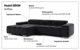 COTTA Ecksofa Orion L-Form | Schwarz