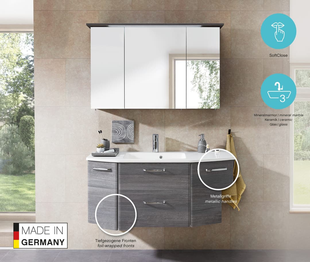Saphir Quickset 328 Badmöbel-Set | Grau