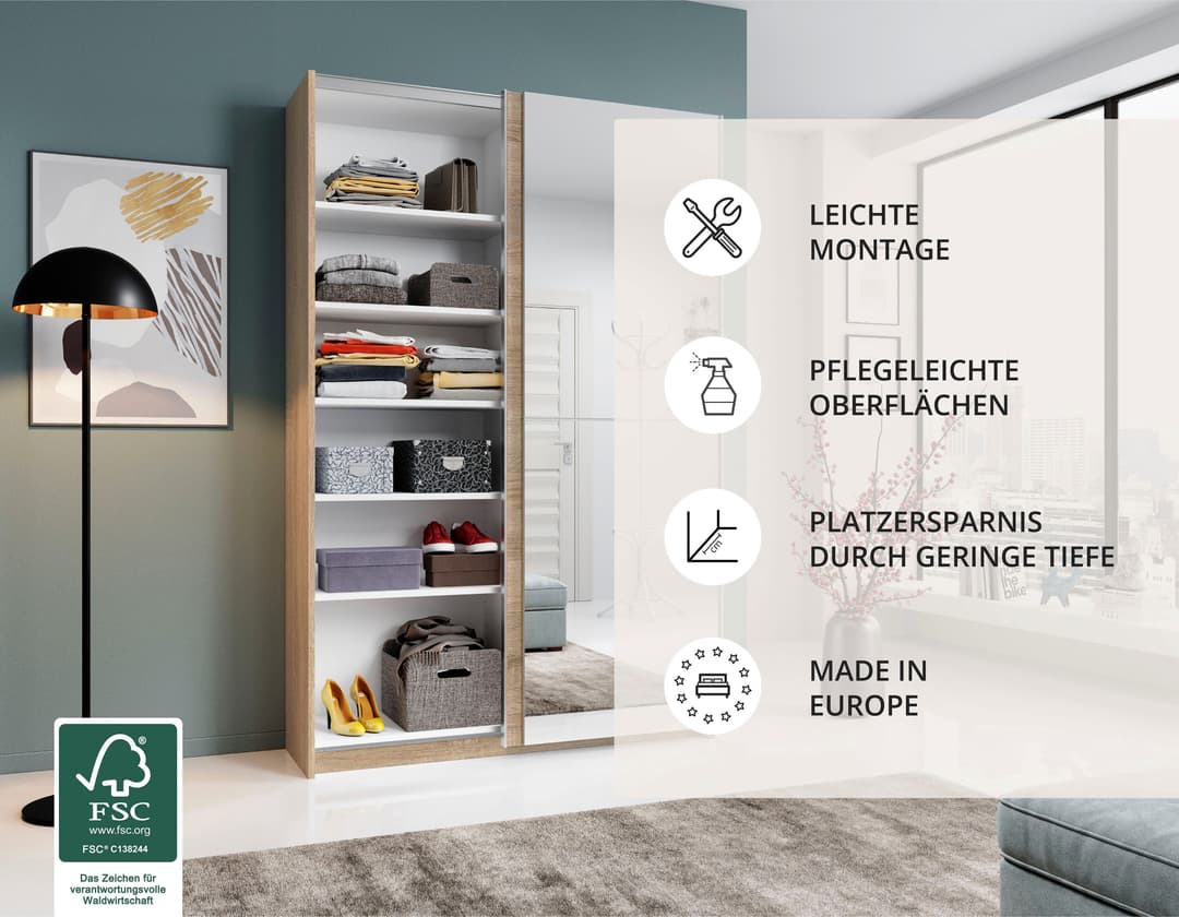 Schlafkontor Schwebetürenschrank Heimo | Holztöne