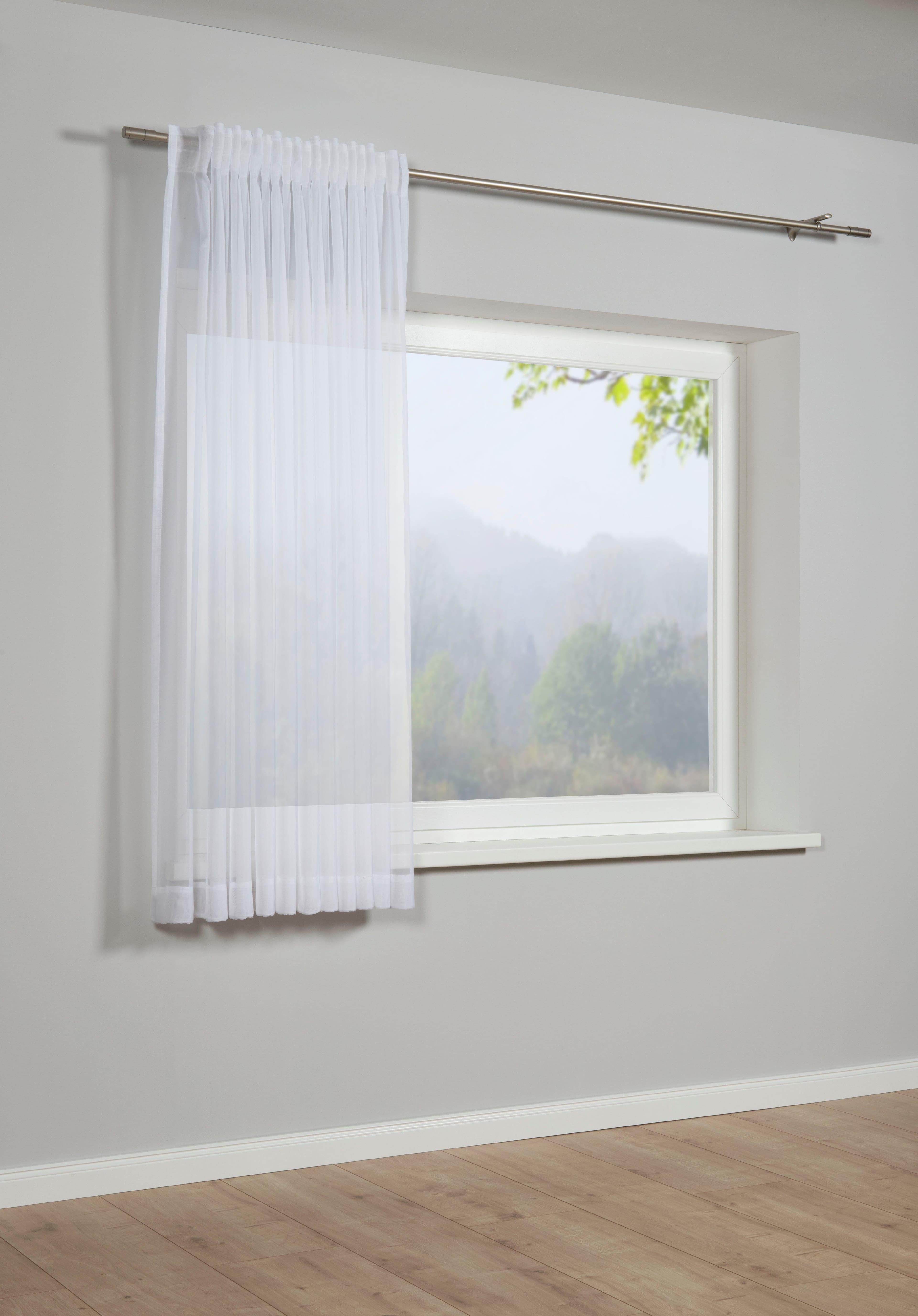 GARDINIA Gardine Schal mit Gardinenband Voile Uni | Weiß