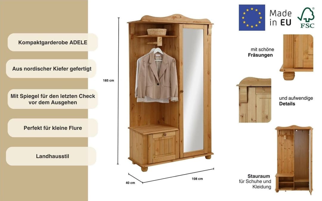OTTO home Kompaktgarderobe Adele | Holztöne