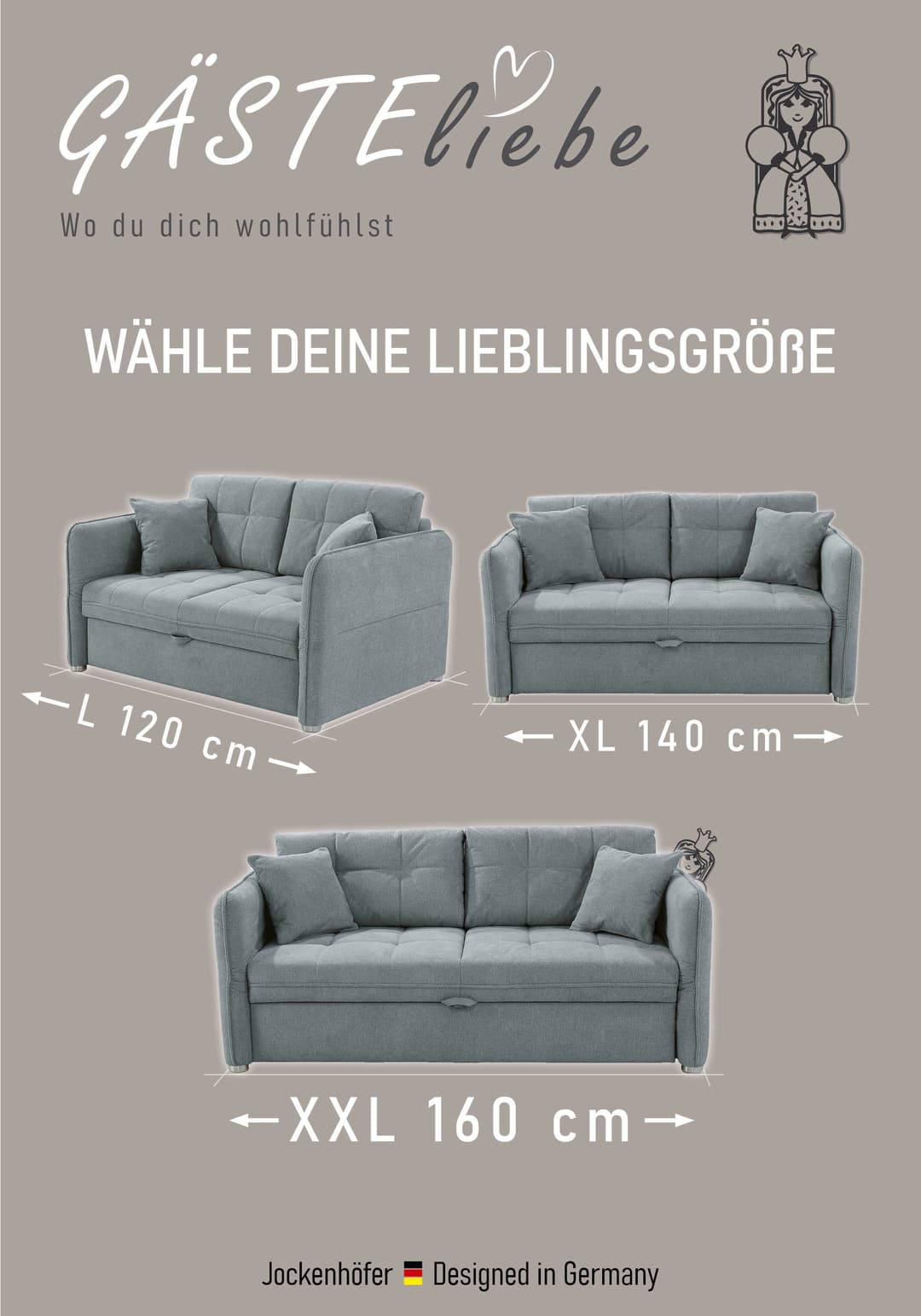 Jockenhöfer Gruppe Schlafsofa Leon | Grau
