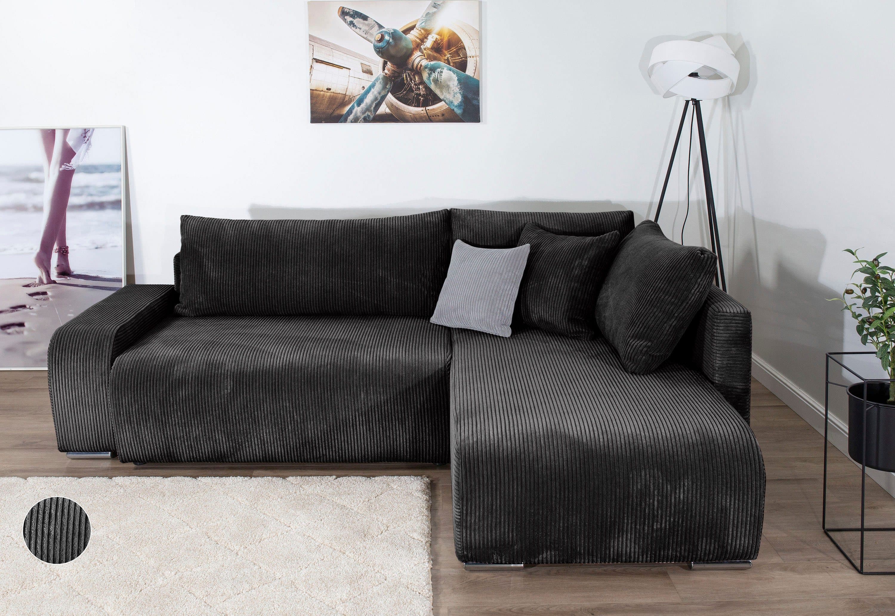 COLLECTION AB Ecksofa Poppy L-Form | Grau