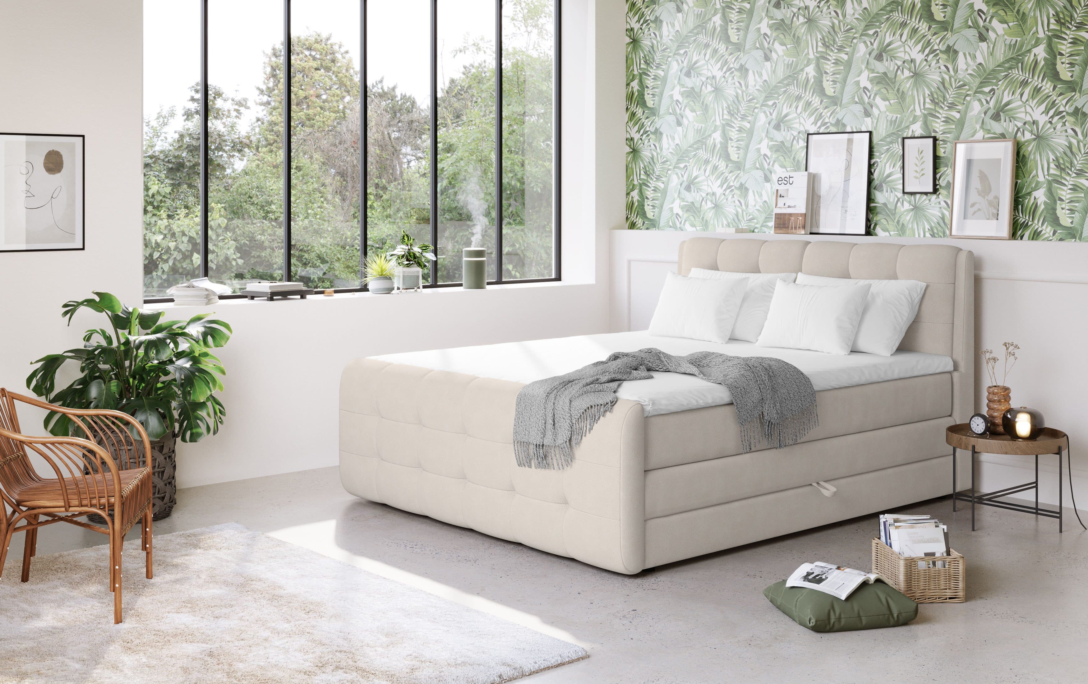 COTTA Boxspringbett Fort mit Bettkasten | Beige