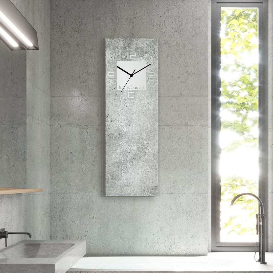 Bruno Banani Wanduhr Beton auf Glas | Grau