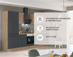 KOCHSTATION Küchenzeile KS-Florida | Schwarz