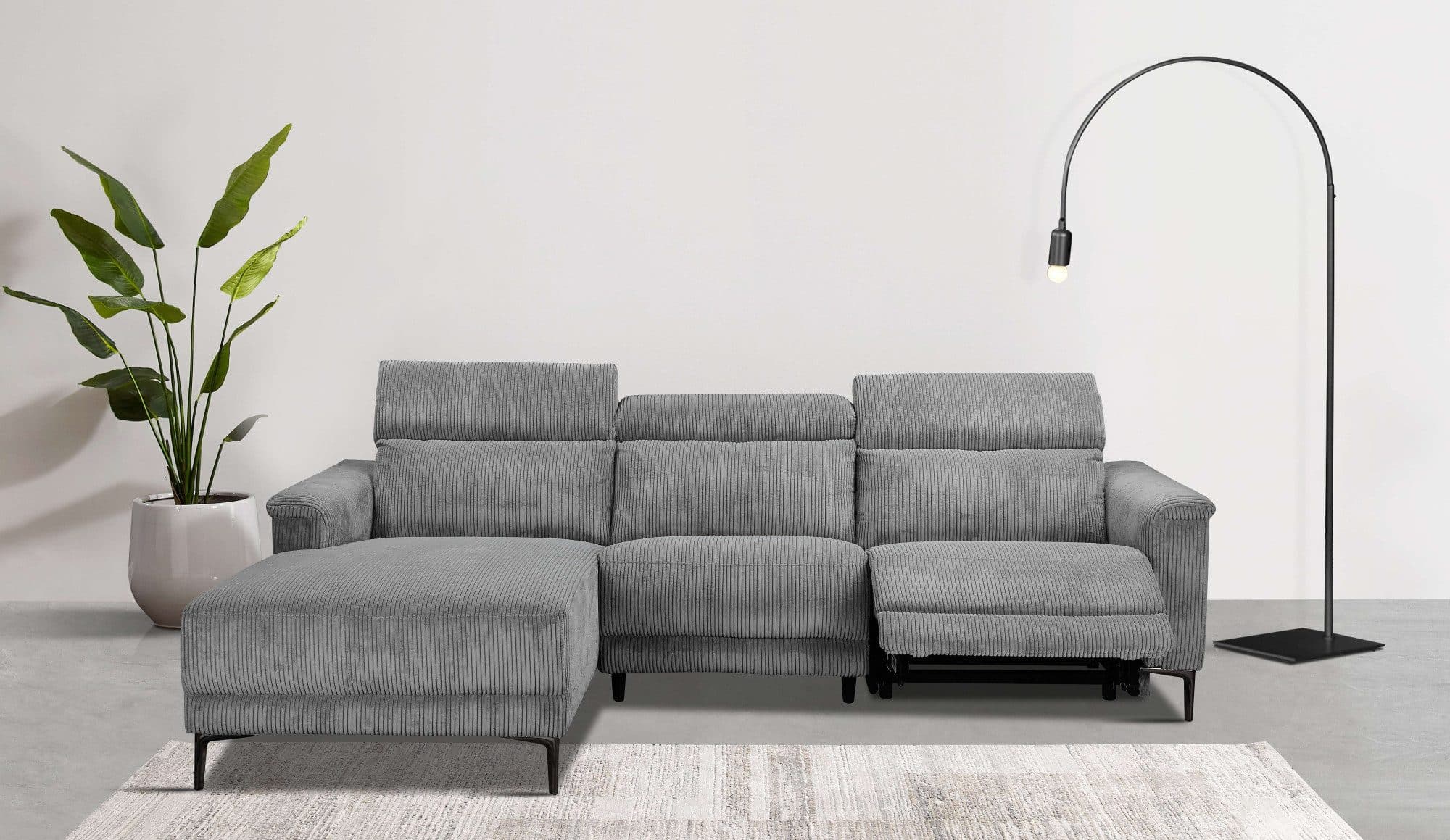 OTTO home Ecksofa LUND Cord | Grau
